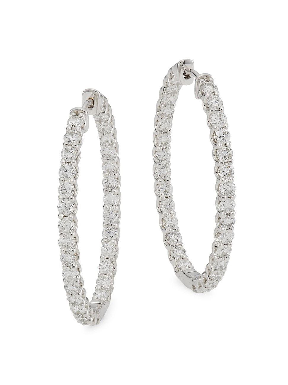 Womens 14K White Gold & 4 TCW Diamond Inside-Out Hoop Earrings Product Image