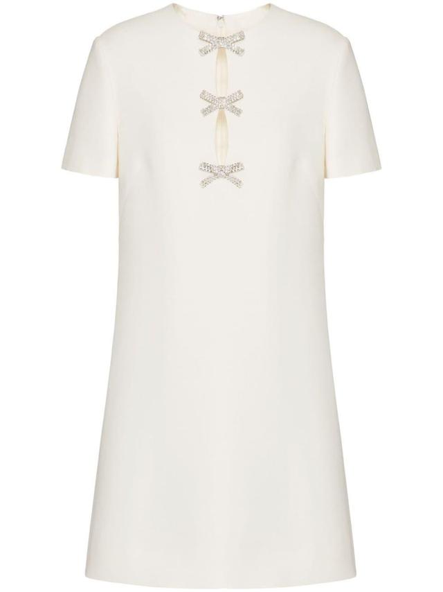 Crystal-embellished Crepe Minidress In White Product Image