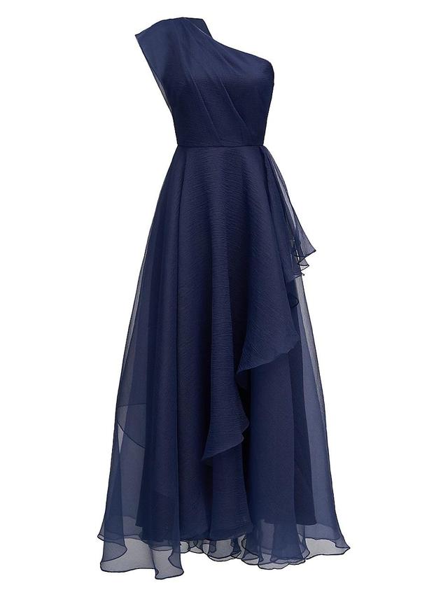 Womens Savannah Pebbled Organza One-Shoulder Gown Product Image