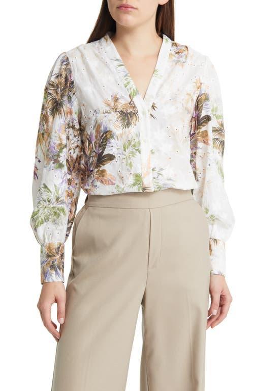 KOBI HALPERIN Palmer Floral Print Embroidered Blouse Product Image