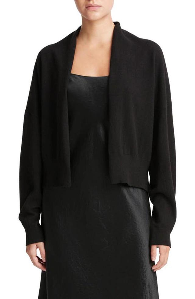 VINCE Shawl Collar Open Front Cardigan In Black Product Image