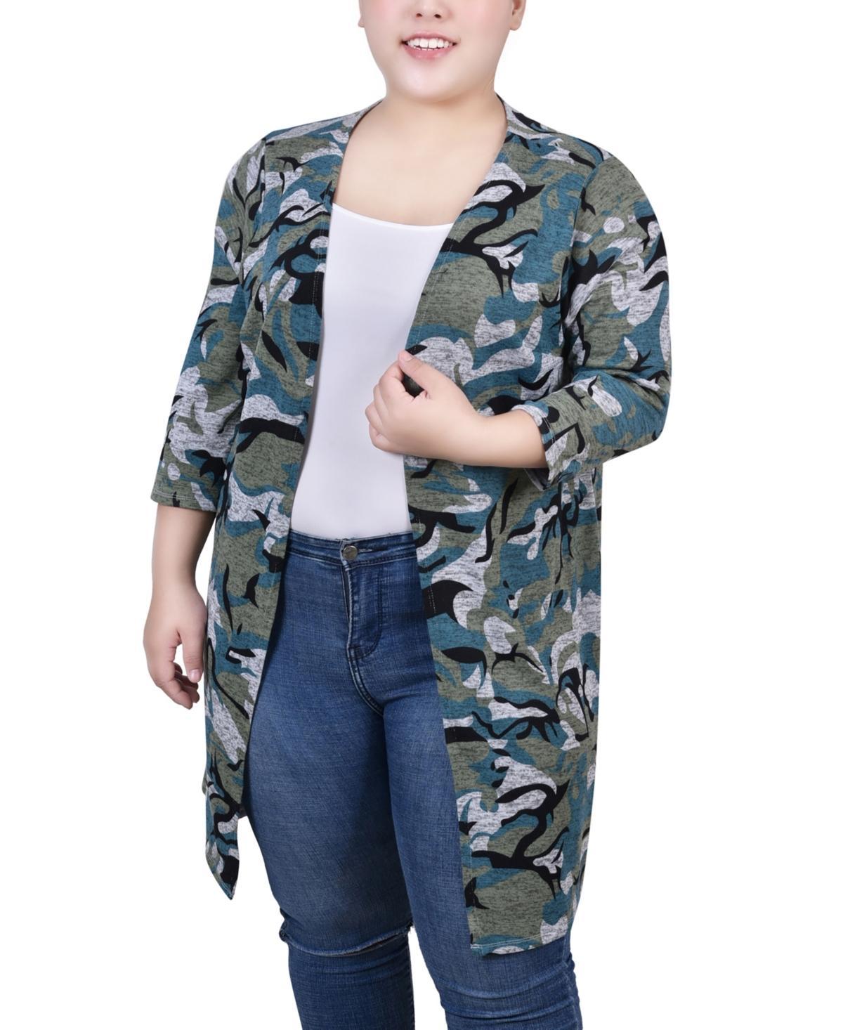 Ny Collection Plus Size 3/4 Sleeve Knit Cardigan Product Image