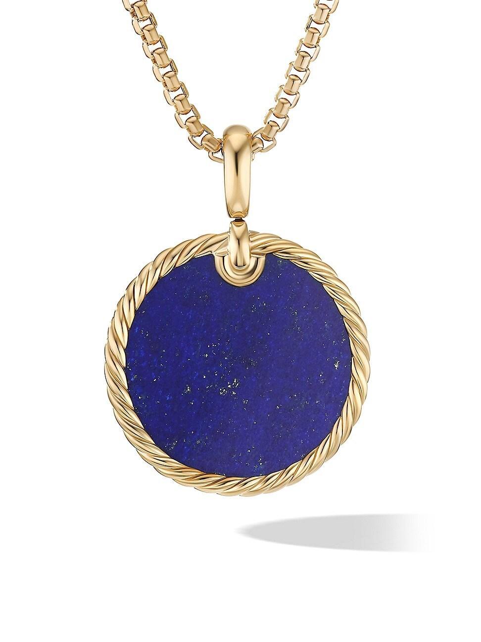 David Yurman Dy Elements Disc Pendant in 18K Yellow Gold with Lapis Product Image