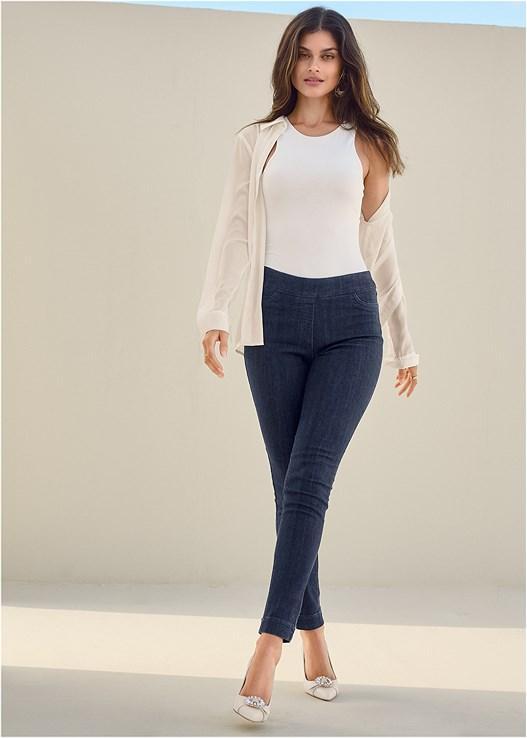 Mid-Rise Slimming Stretch Jeggings Product Image