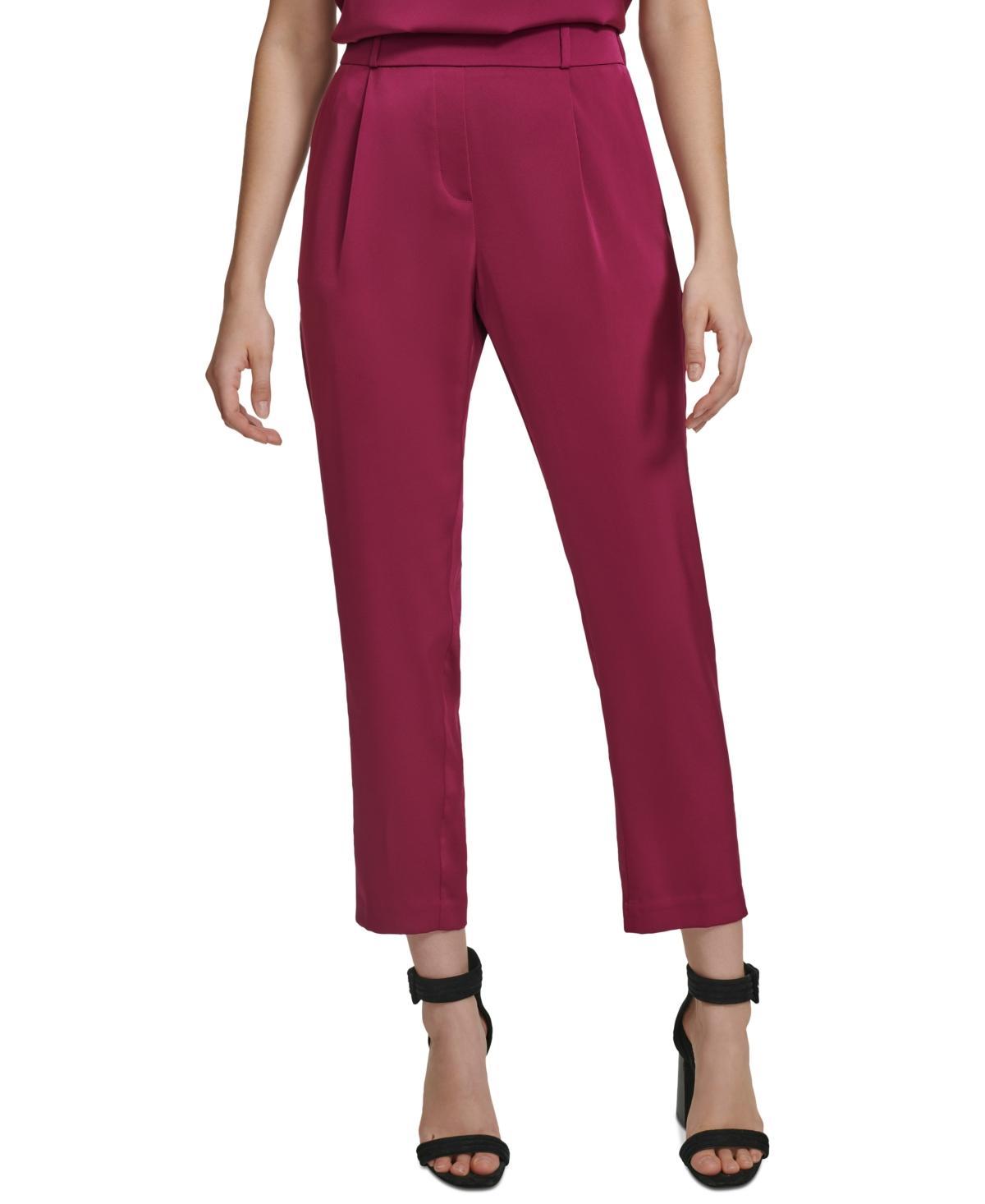 Calvin Klein Womens Pleated Pull-On Ankle Pants Product Image