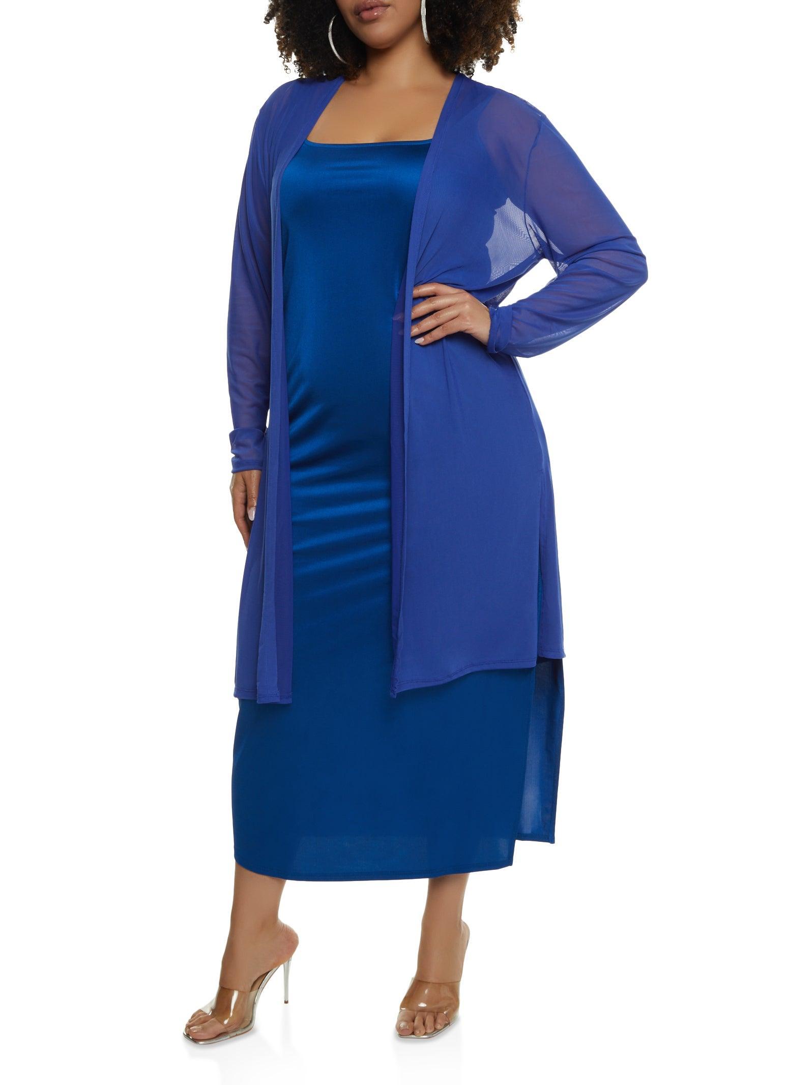 Womens Plus Size Mesh Long Sleeve Duster Product Image