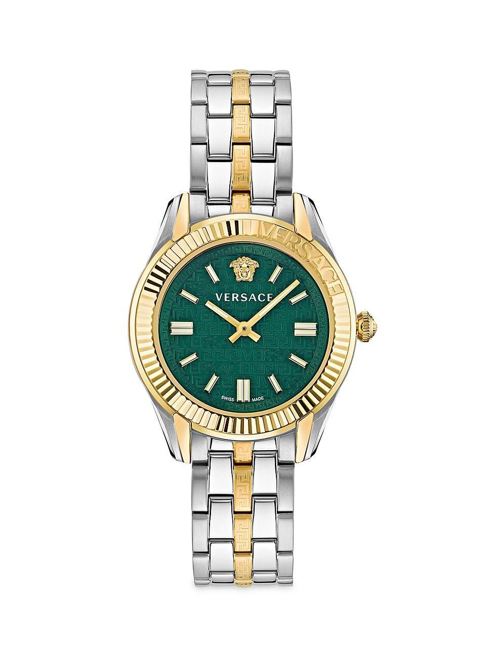 Versace Womens Swiss Greca Time Two Tone Stainless Steel Bracelet Watch 35mm Product Image