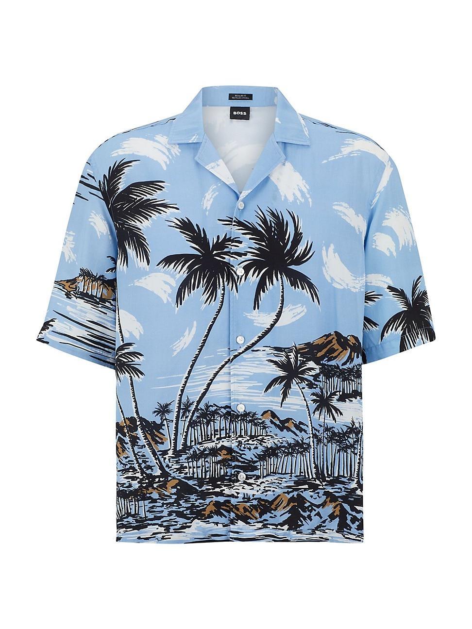 Mens Regular-Fit Shirt In Hawaiian-Print Twill Product Image