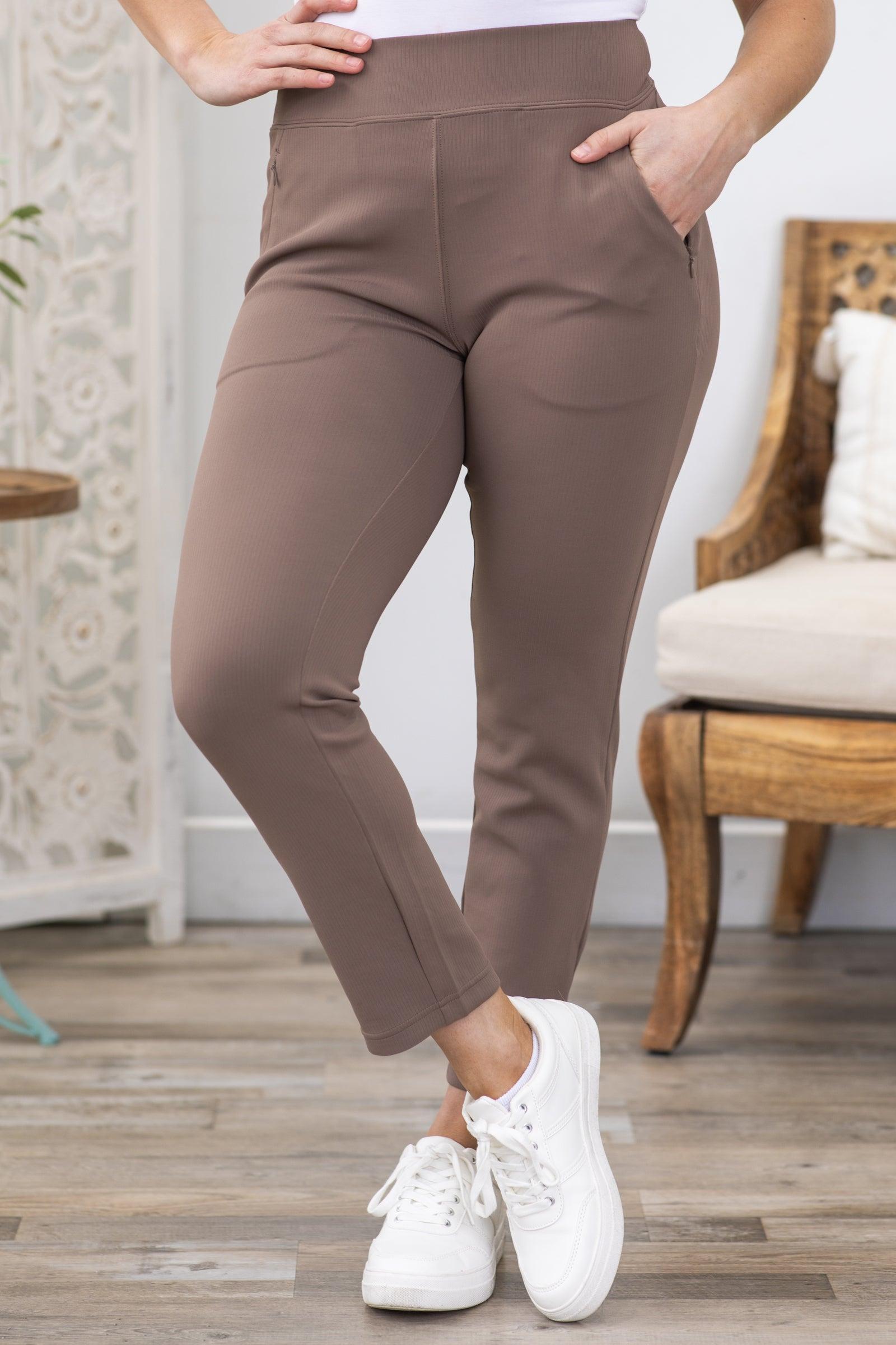 Taupe Jacquared Ribbed Tapered Pant Product Image