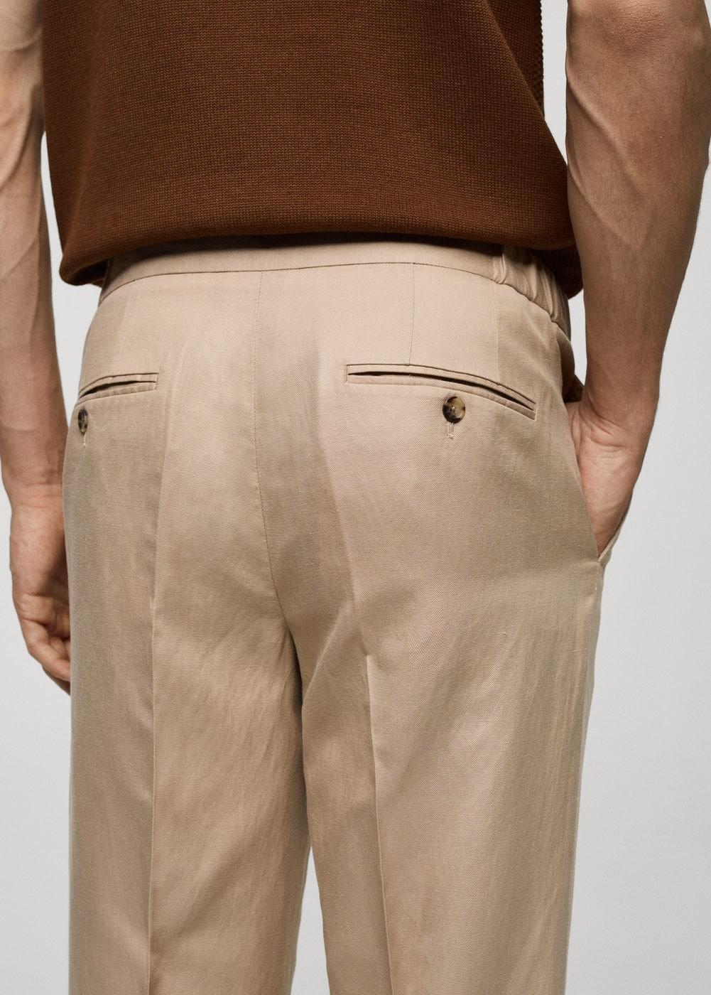 MANGO MAN - Tencel-linen pleated pants beigeMen Product Image