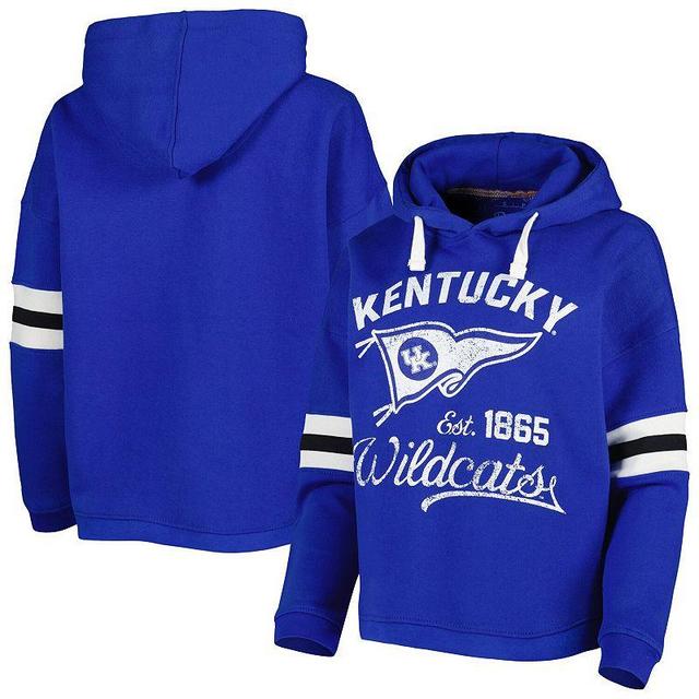 Womens Pressbox Royal Distressed Kentucky Wildcats Super Pennant Pullover Hoodie Product Image