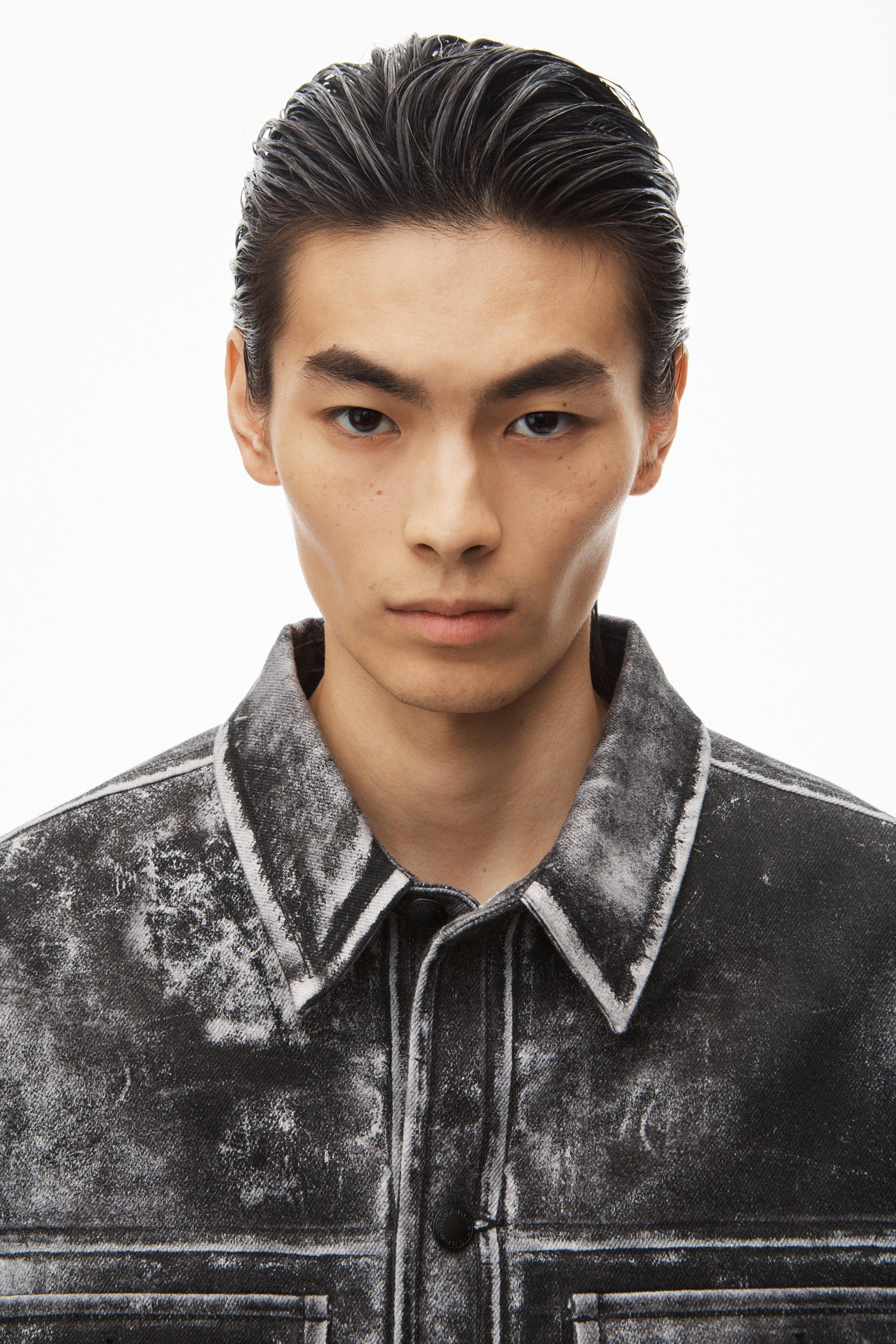 Cotton Shirt Jacket In Trompe-l’oeil Leather Effect Product Image