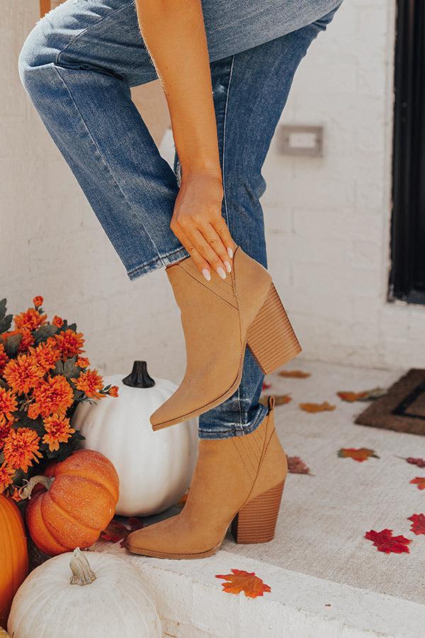 The Celine Faux Suede Bootie In Tan Product Image