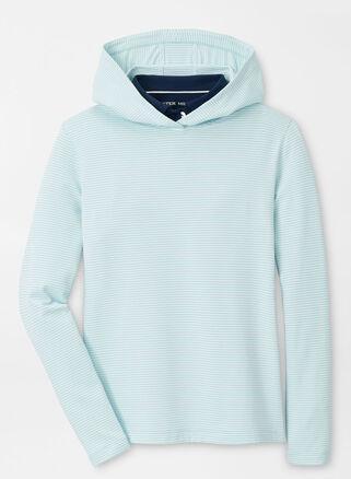 Peter Millar Womens Vista Stripe Pine Hoodie | Color: Blue Spruce / White | Size: S Product Image