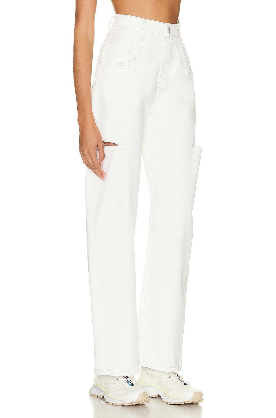 Maison Margiela 5 Pocket Side Slit Jean in White Product Image