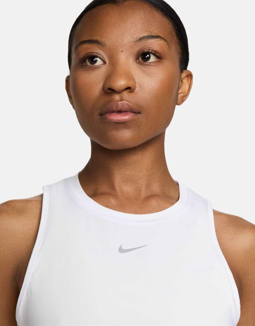 Nike One Training Dri-Fit classic tank top in white Product Image