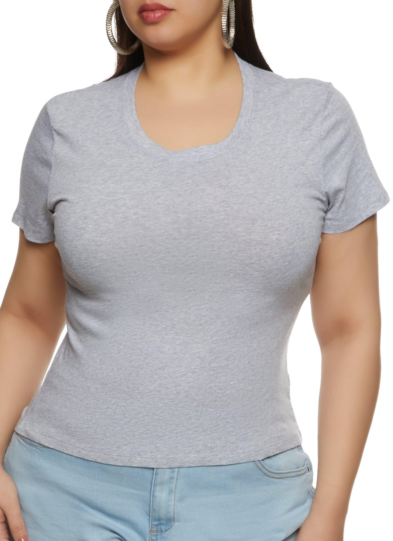 Womens Plus Size Basic Crew Neck T Shirt Product Image