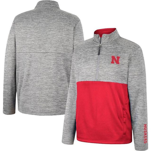 Mens Colosseum Gray Nebraska Huskers John Half-Zip Jacket Product Image