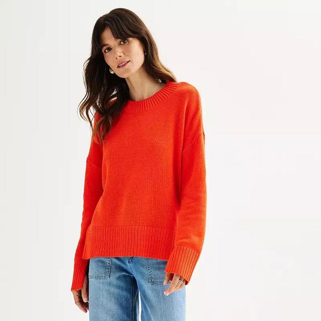 Womens Sonoma Goods For Life Side Slit Crewneck Sweater Product Image