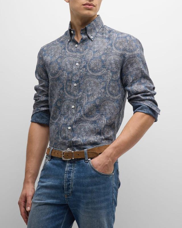 Mens Linen Paisley-Print Sport Shirt Product Image