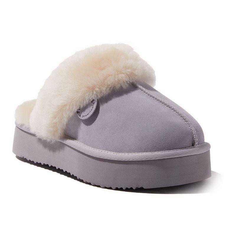 Dearfoams Fireside Melton Shearling Womens Platform Scuff Slippers Product Image