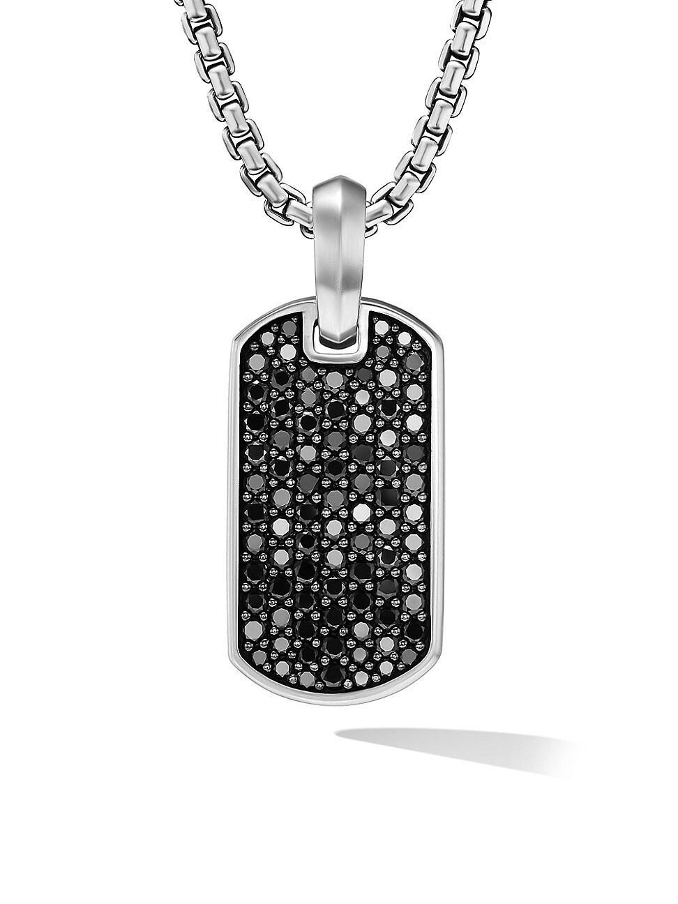 Mens Chevron Tag Enhancer with Diamonds in Silver, 21mm Product Image