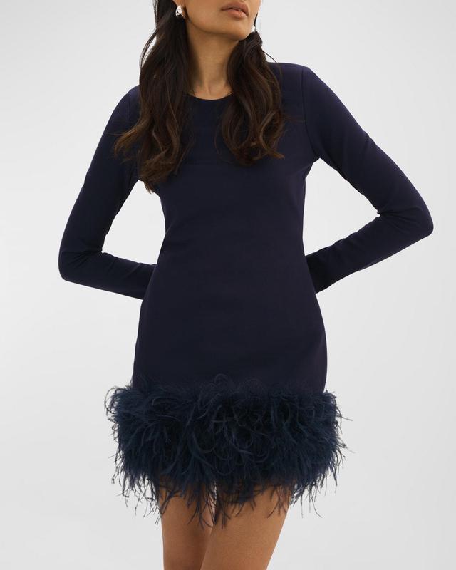 Womens Bahira Feather-Trimmed Minidress Product Image