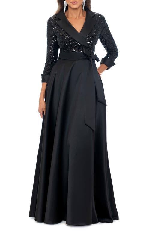 Xscape Sequin Long Sleeve Tux Ballgown Product Image