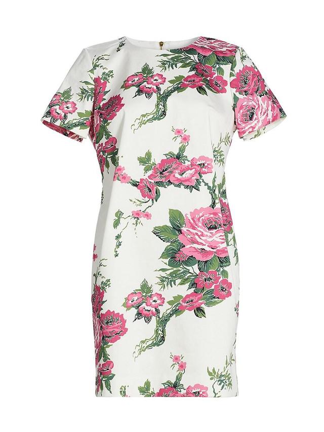 Womens Floral Short-Sleeve Shift Minidress Product Image