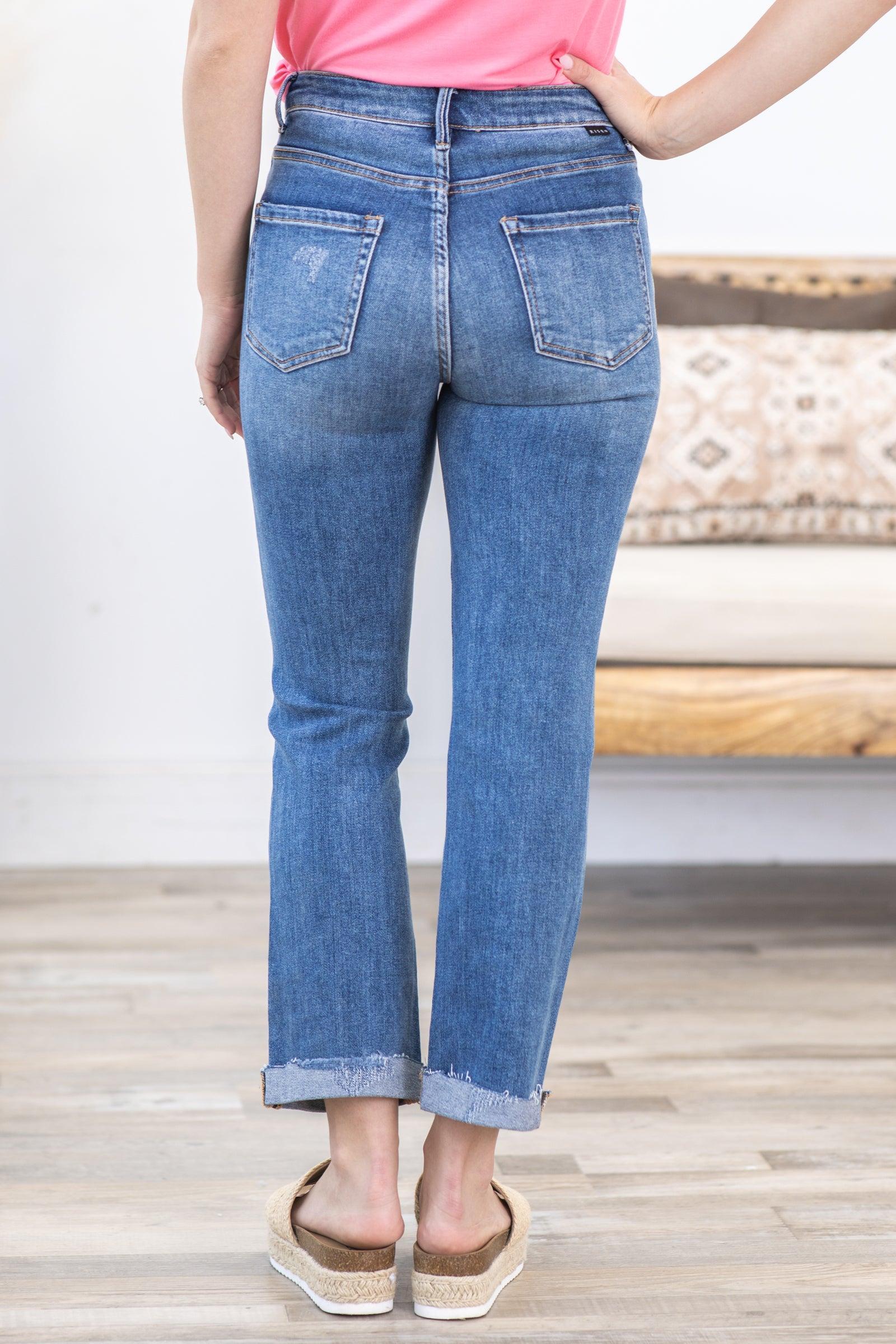 Risen Button Fly Ankle Straight Leg Jeans Product Image