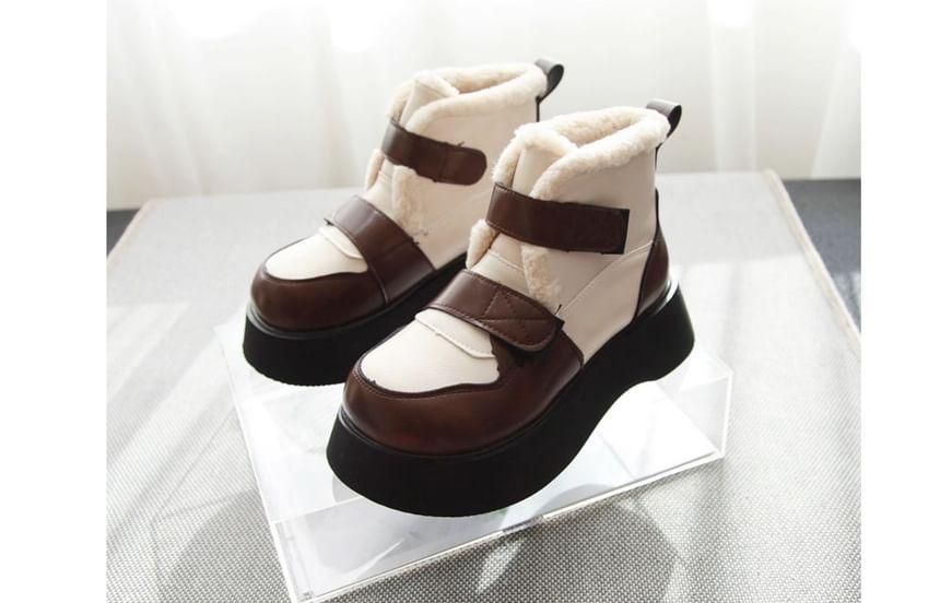 Platform Two Tone Fluffy Trim Short Boots Product Image