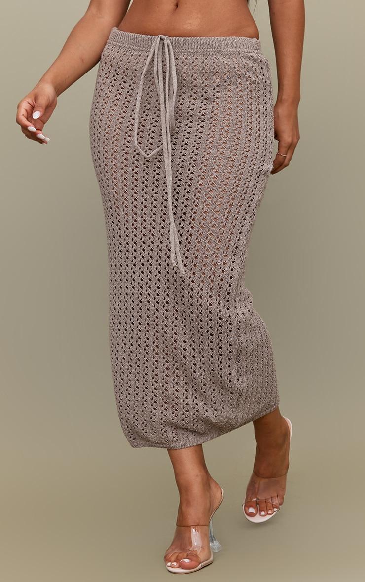 Petite Taupe Crochet Midaxi Skirt Product Image