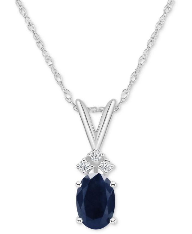 Sapphire (1 ct. t.w.) & Diamond Accent 18 Pendant Necklace in 14k White Gold (Also in Ruby) Product Image