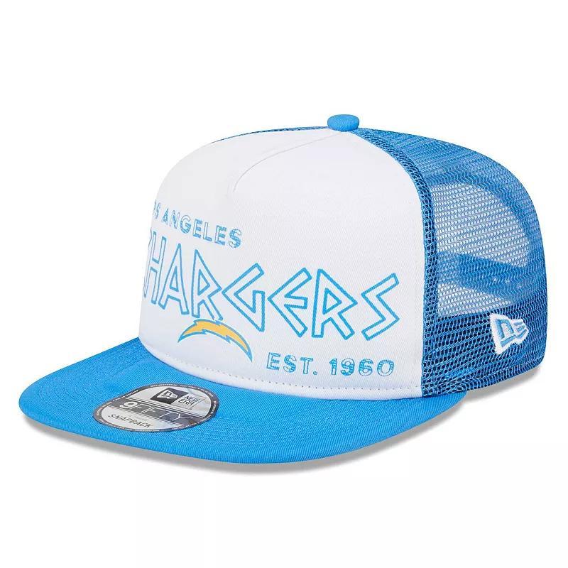 Mens New Era /Powder Blue Los Angeles Chargers Banger 9FIFTY Trucker Snapback Hat Product Image