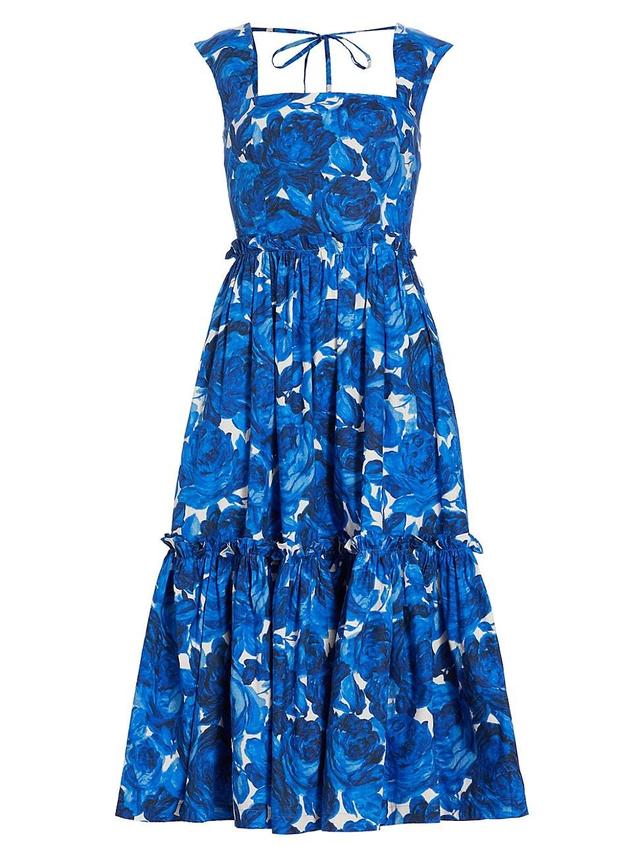 Womens Claire Floral Poplin Midi-Dress Product Image