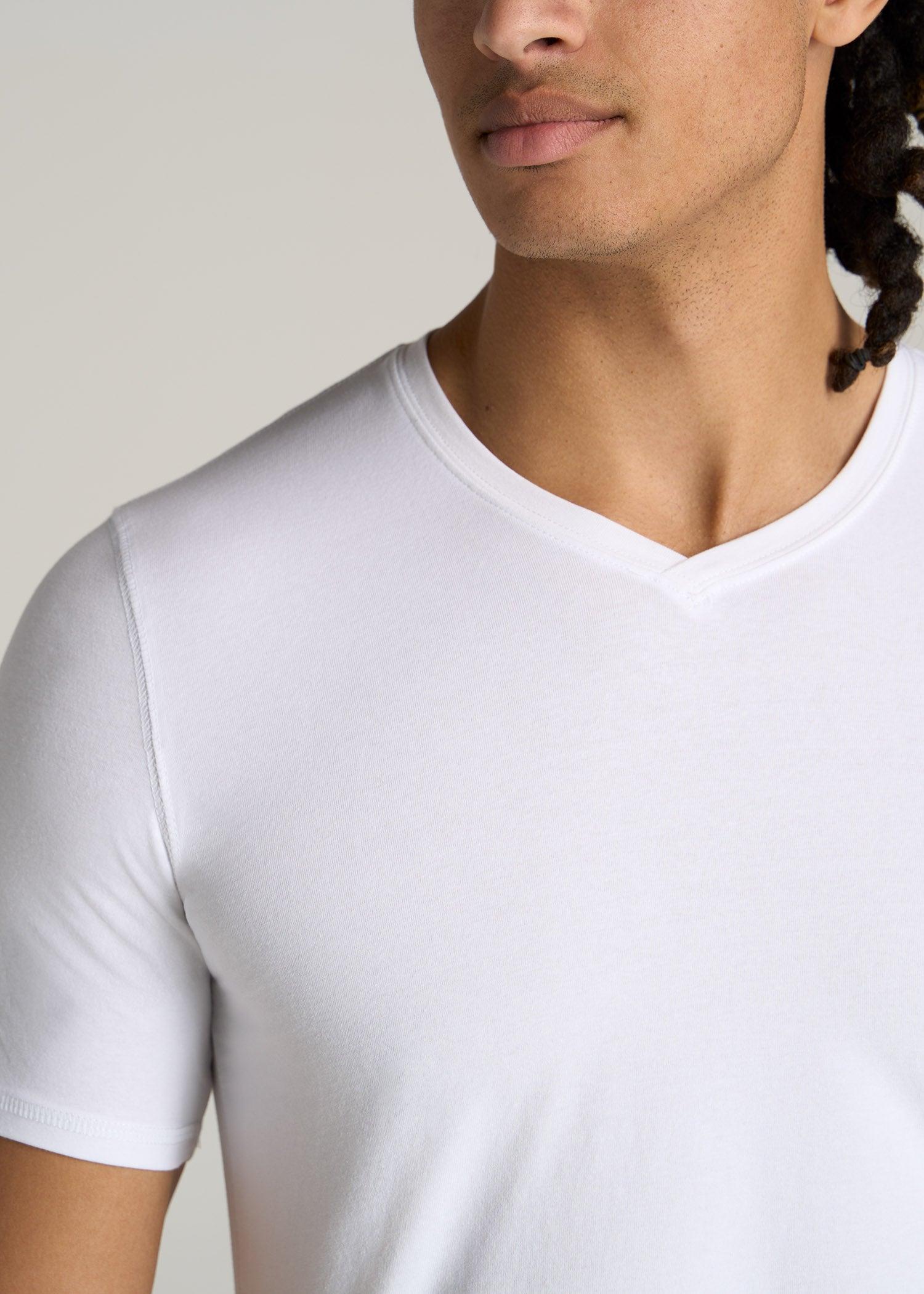 The Essential SLIM-FIT V-Neck Men's Tall Tees in White Male Product Image