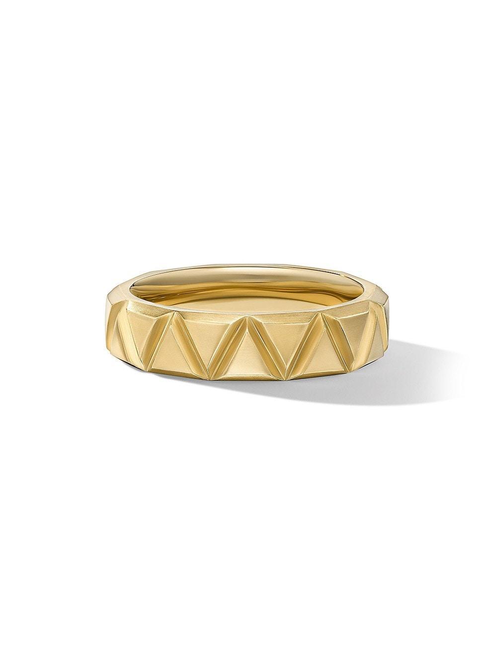 Mens Faceted Triangle Band Ring in 18K Yellow Gold, 6MM Product Image