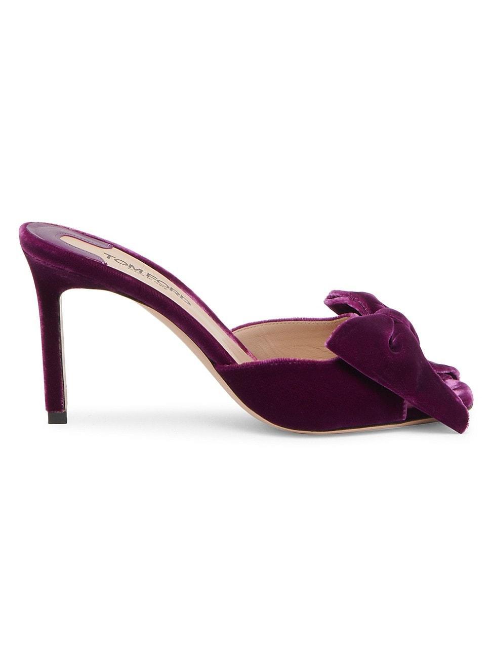 Velvet Bow Stiletto Mule Sandals Product Image