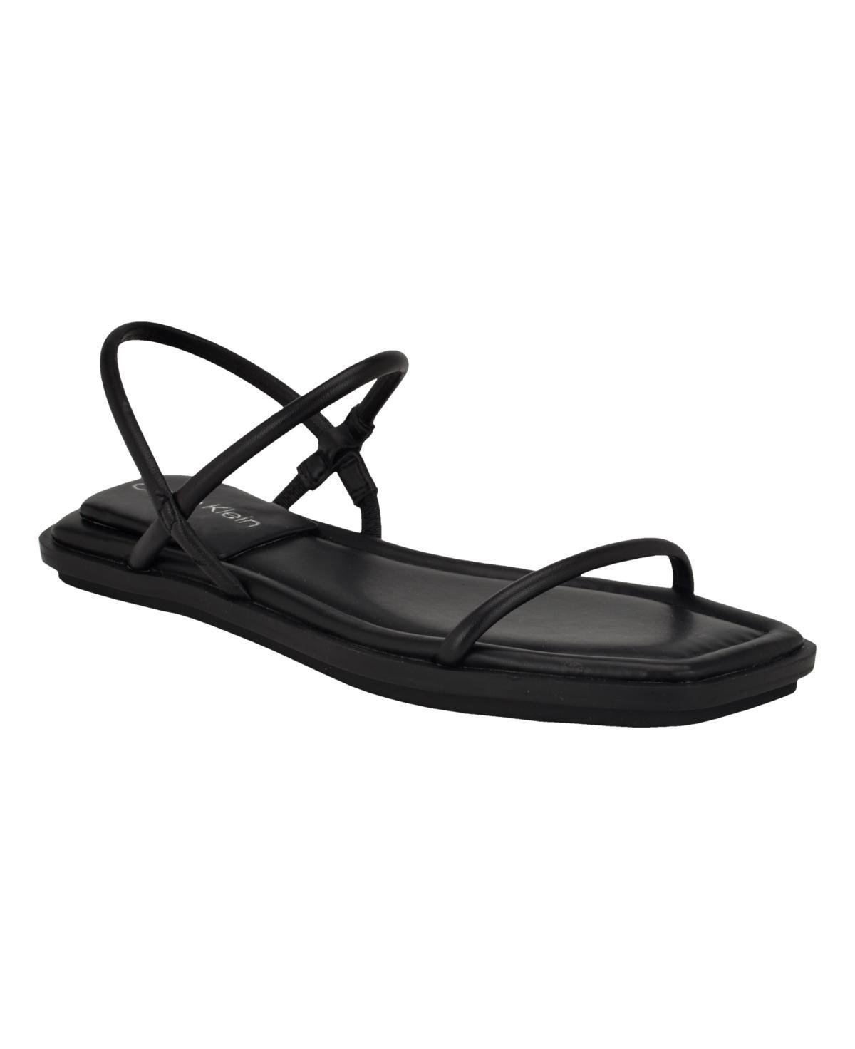 Calvin Klein Womens Prue Sqaure Toe Strappy Flat Sandals Product Image