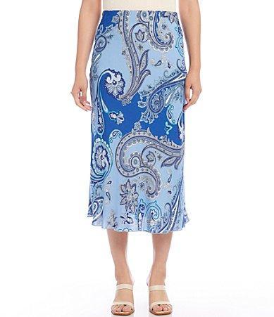 Karen Kane Paisley Print Bias-Cut  Pull-On A Product Image