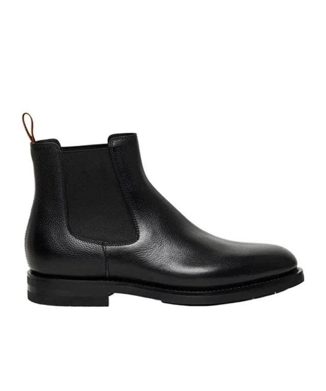 SANTONI Men's Polished Black Leather Chelsea Boot Product Image