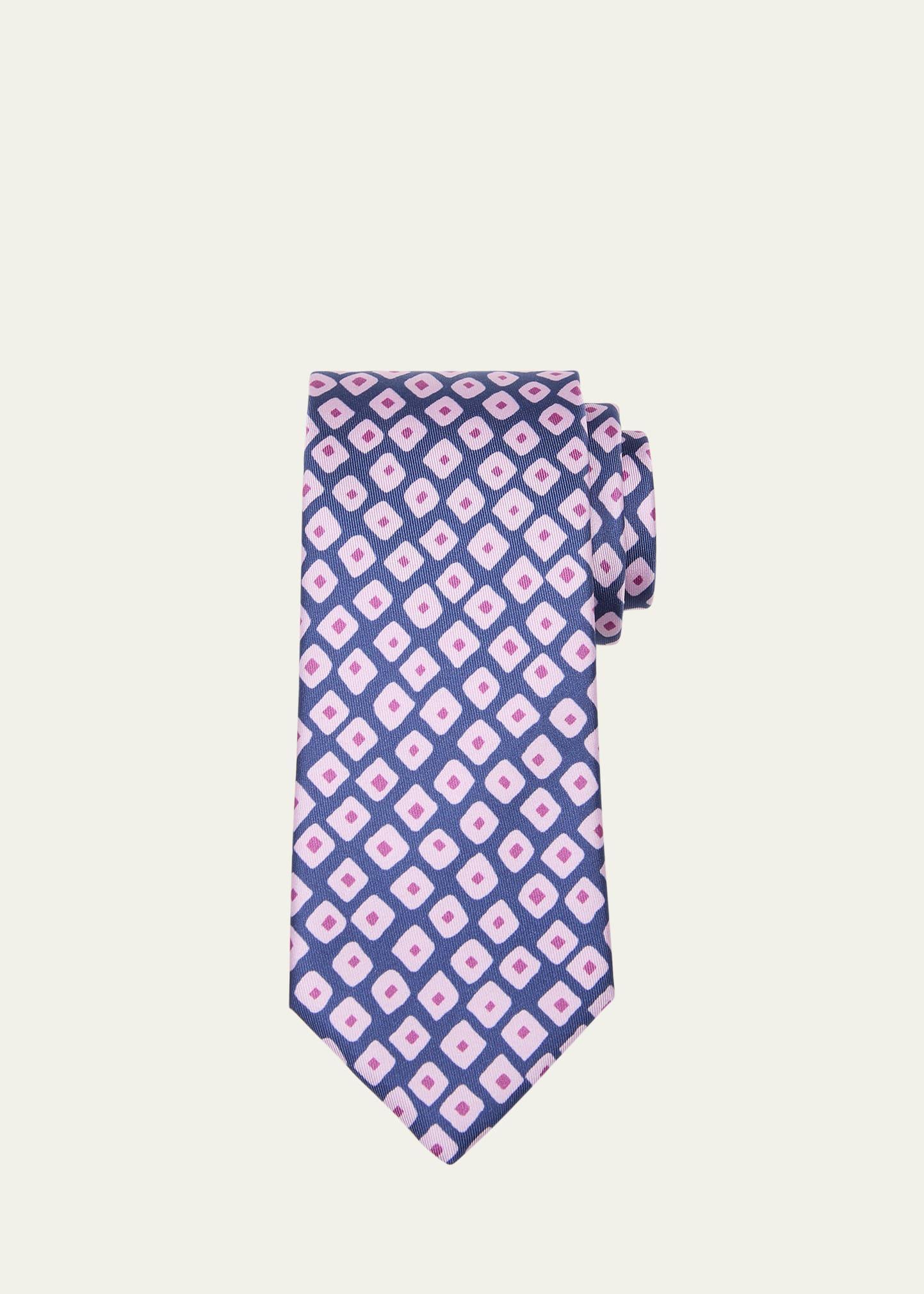 Mens Square-Printed Silk Tie Product Image