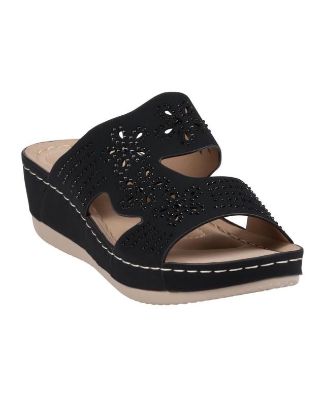 Gc Shoes Womens Santiago Perforated Studded Slip-On Wedge Sandals Product Image