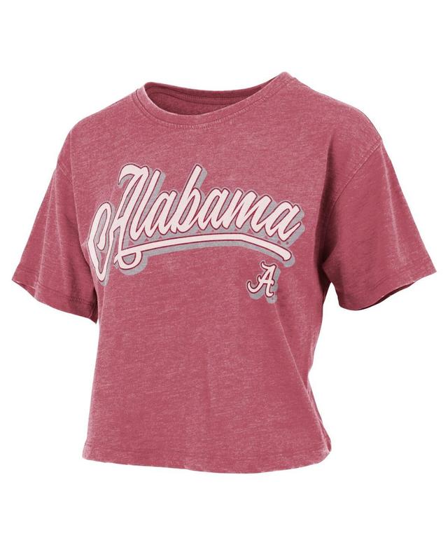 Womens Pressbox Crimson Distressed Alabama Crimson Tide Team Script Harlow Vintage-Like Waist Length T-shirt Product Image