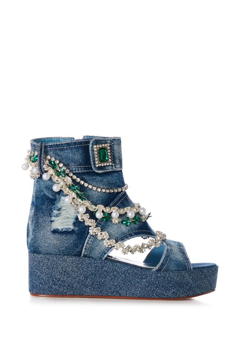 AZALEA WANG KAVITA EMBELLISHED DENIM SANDAL Product Image