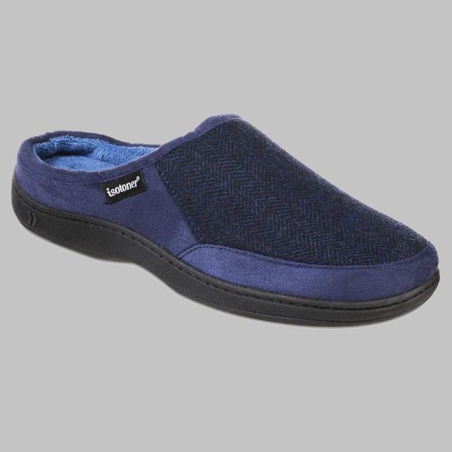 Isotoner Mens Logan Hoodback Slippers - Navy Blue L Product Image