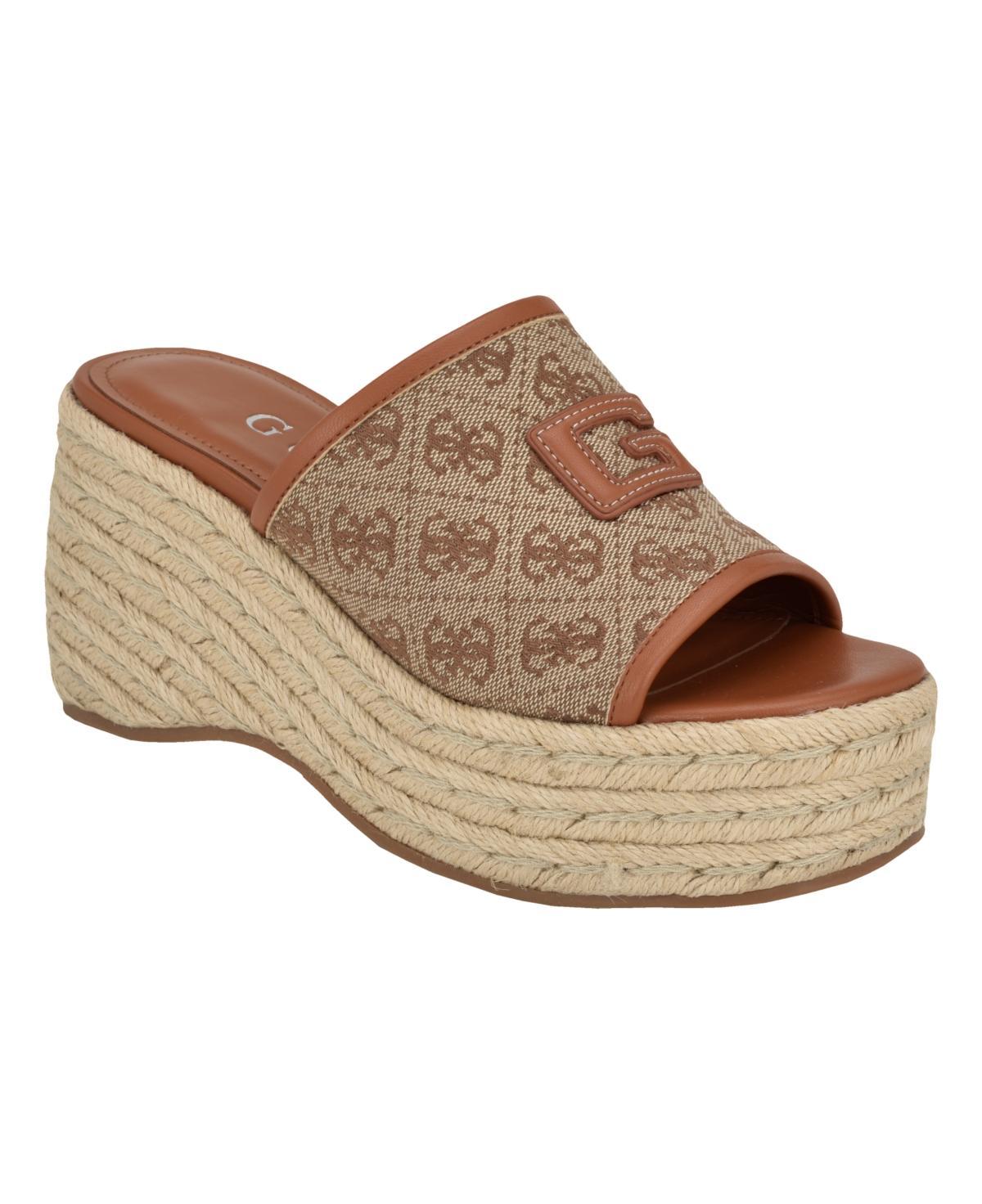 Guess Womens Zakki One Band Logo Slide Espadrille Wedge Sandals Product Image