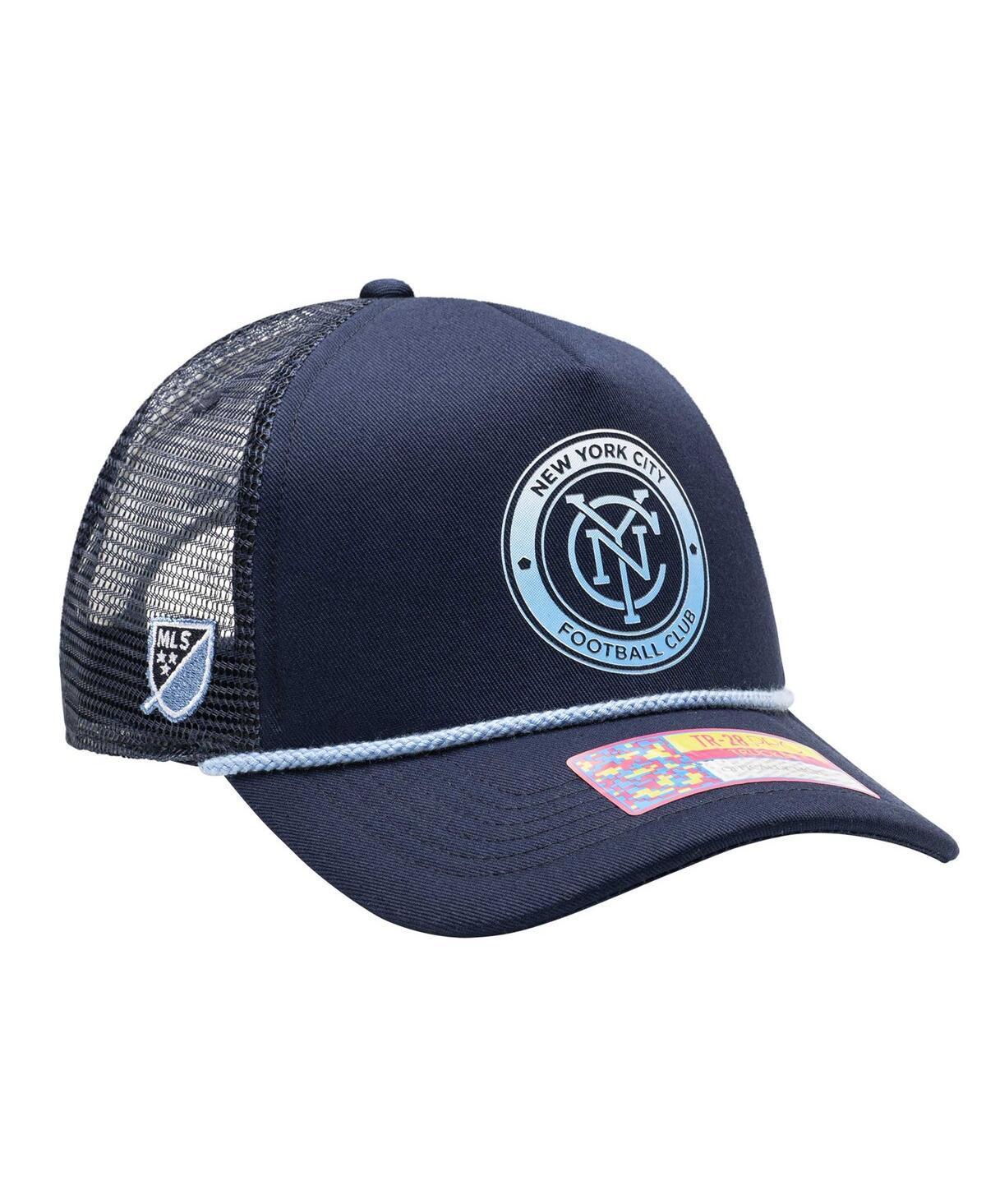 Mens New York City FC Atmosphere Trucker Adjustable Hat, Blue Product Image