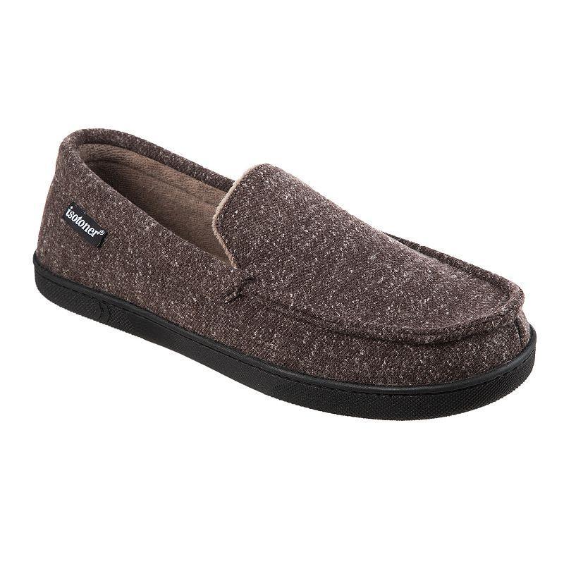 isotoner Preston Heather Knit Mens Moccasin Slippers Blue Product Image