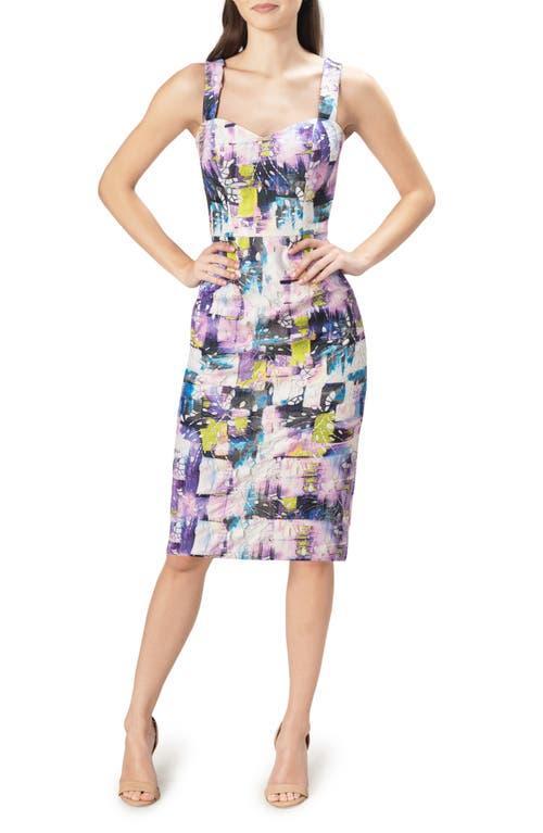 Dress The Population Womens Nicole Print Sheath Dress - Purple Multicolor Product Image